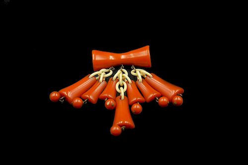LARGE BAKELITE PIN W/ 7 BELLS