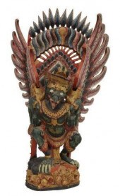 LARGE BALINESE CARVED & PAINTE