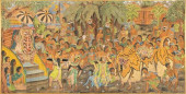 LARGE BALINESE PAINTED SILK, U