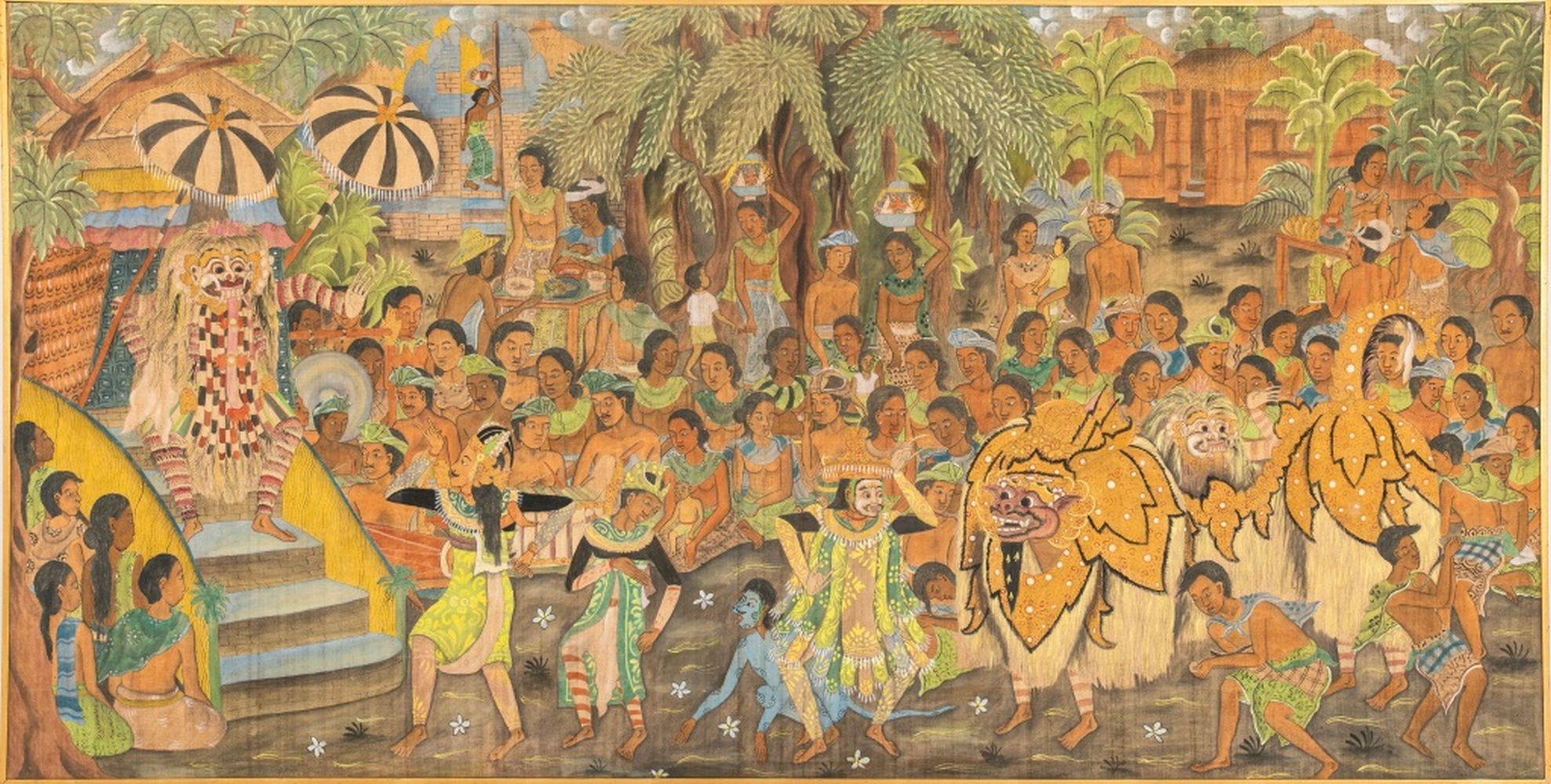 LARGE BALINESE PAINTED SILK, UBUD