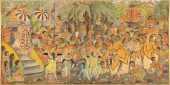LARGE BALINESE PAINTED SILK, U