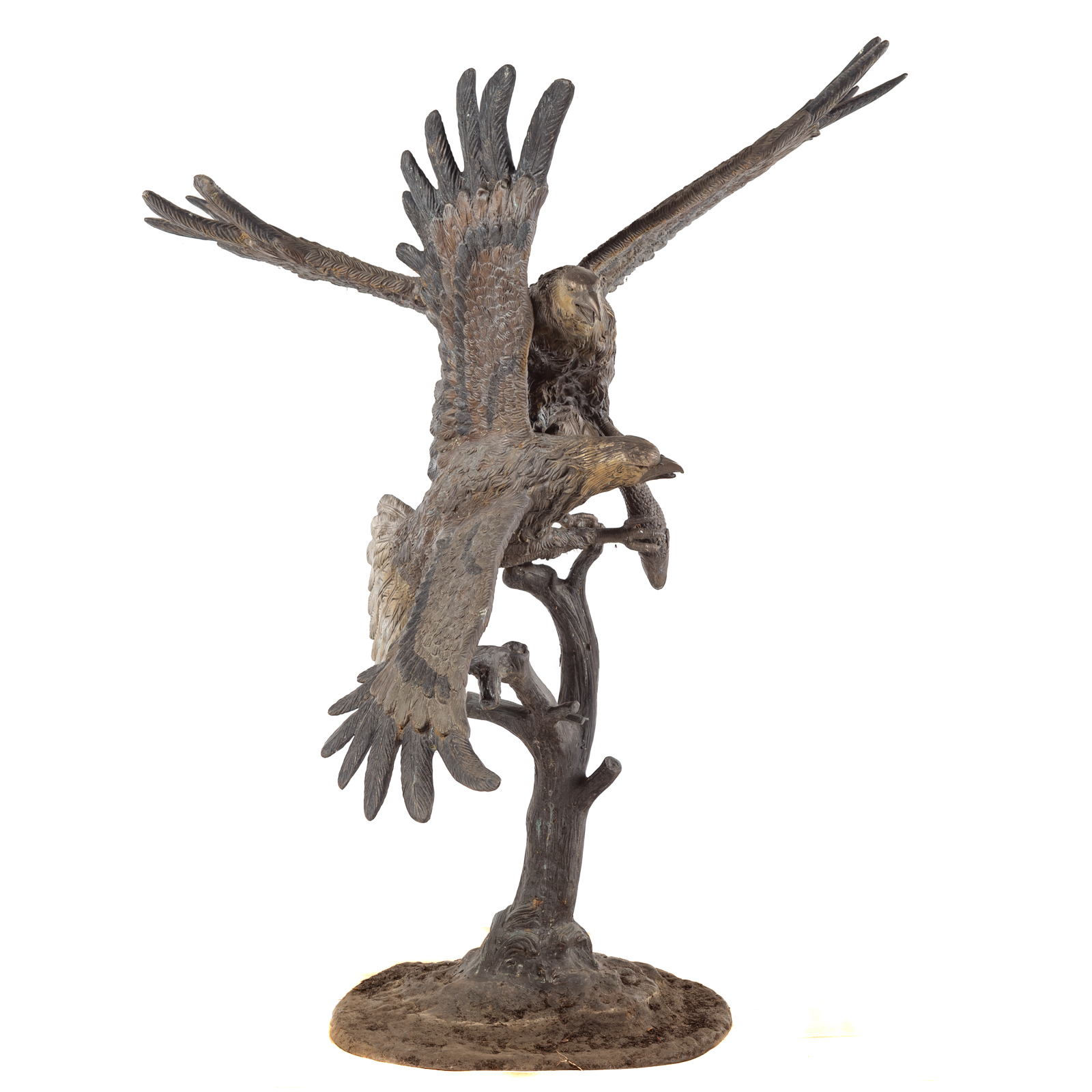 LARGE BATTLING EAGLE BRONZE GROUP