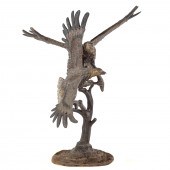 LARGE BATTLING EAGLE BRONZE GR