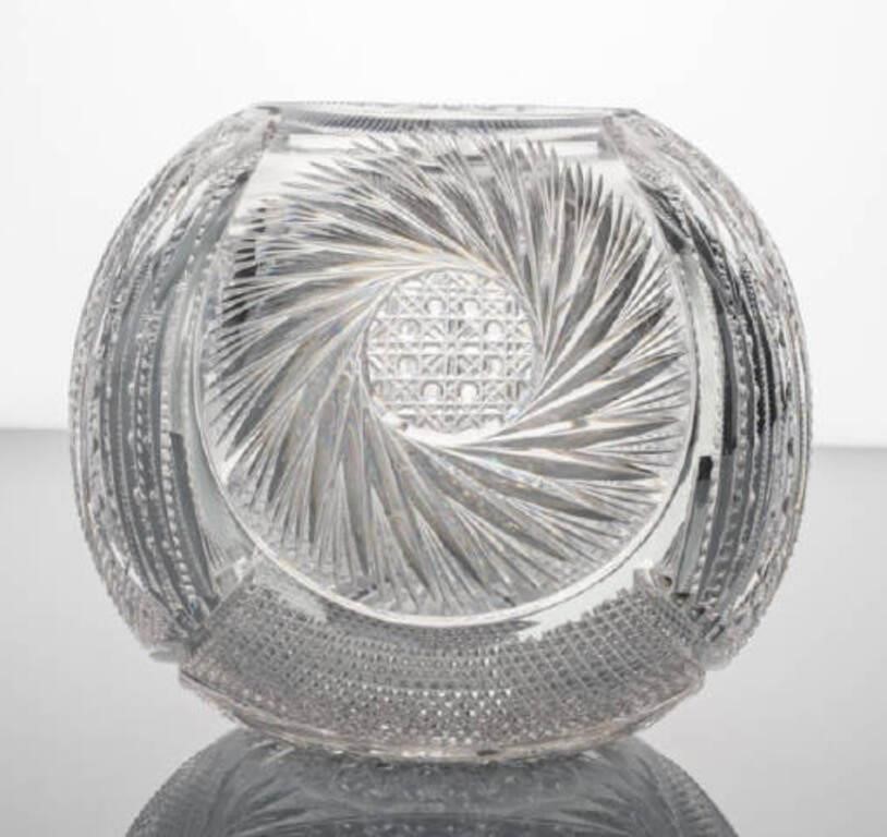 LARGE BIRKS CUT GLASS CLEAR VASEA