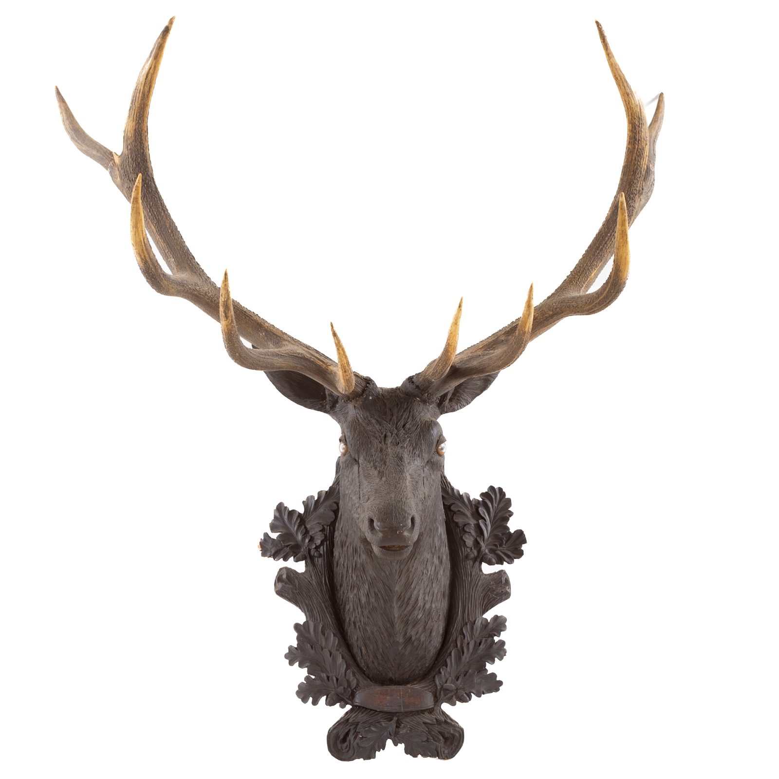 LARGE BLACK FOREST CARVED STAG