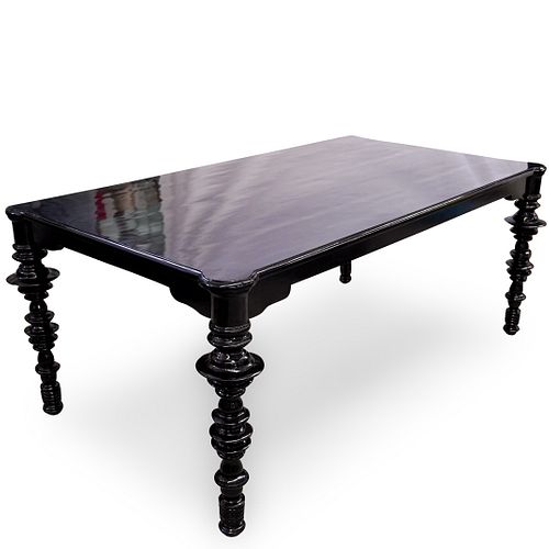 LARGE BLACK LACQUERED DINING