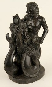LARGE BLACK MARBLE FIGURAL GRO