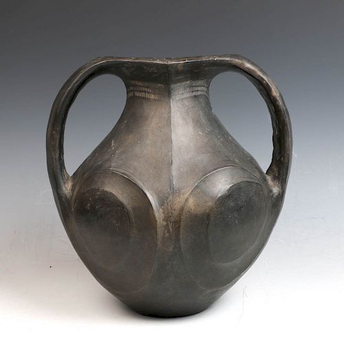 LARGE BLACK POTTERY AMPHORA, HAN