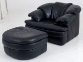 LARGE BLACK VINYL UPHOLSTERED