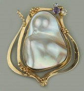 LARGE BLISTER PEARL AND 14K PI
