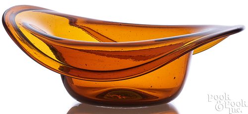LARGE BLOWN GLASS HAT WHIMSEY, 19TH