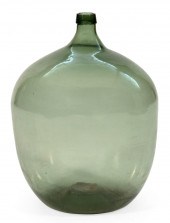 LARGE BLOWN GREEN GLASS DEMIJO