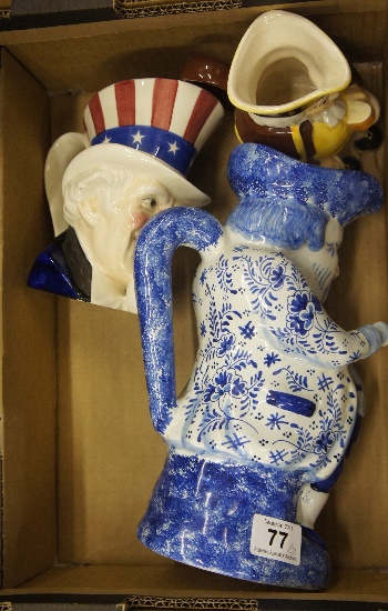 Large Blue and White French Toby