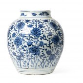LARGE BLUE AND WHITE JAR
LATE