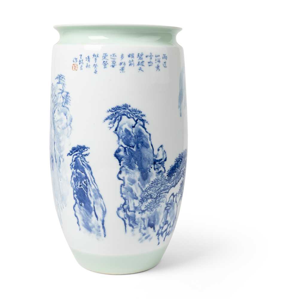 LARGE BLUE AND WHITE VASE WANG