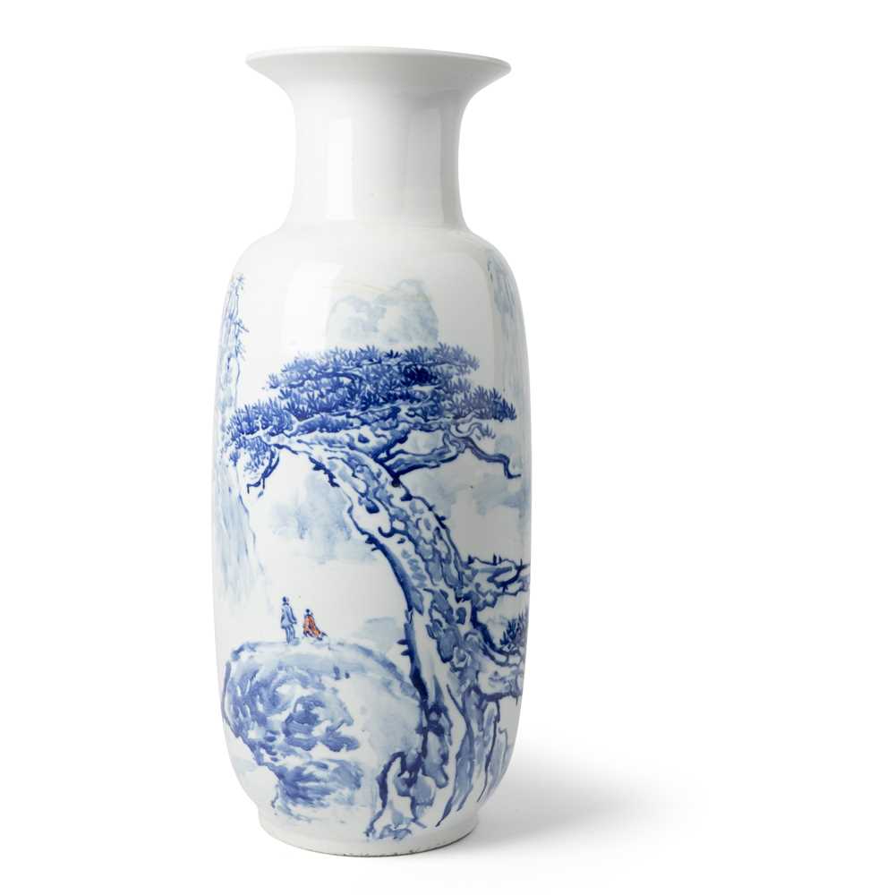 LARGE BLUE AND WHITE VASE WANG
