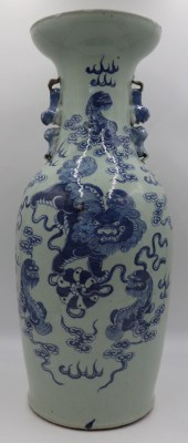 LARGE BLUE AND WHITE VASE WITH