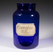 LARGE BLUE GLASS APOTHECARY JA