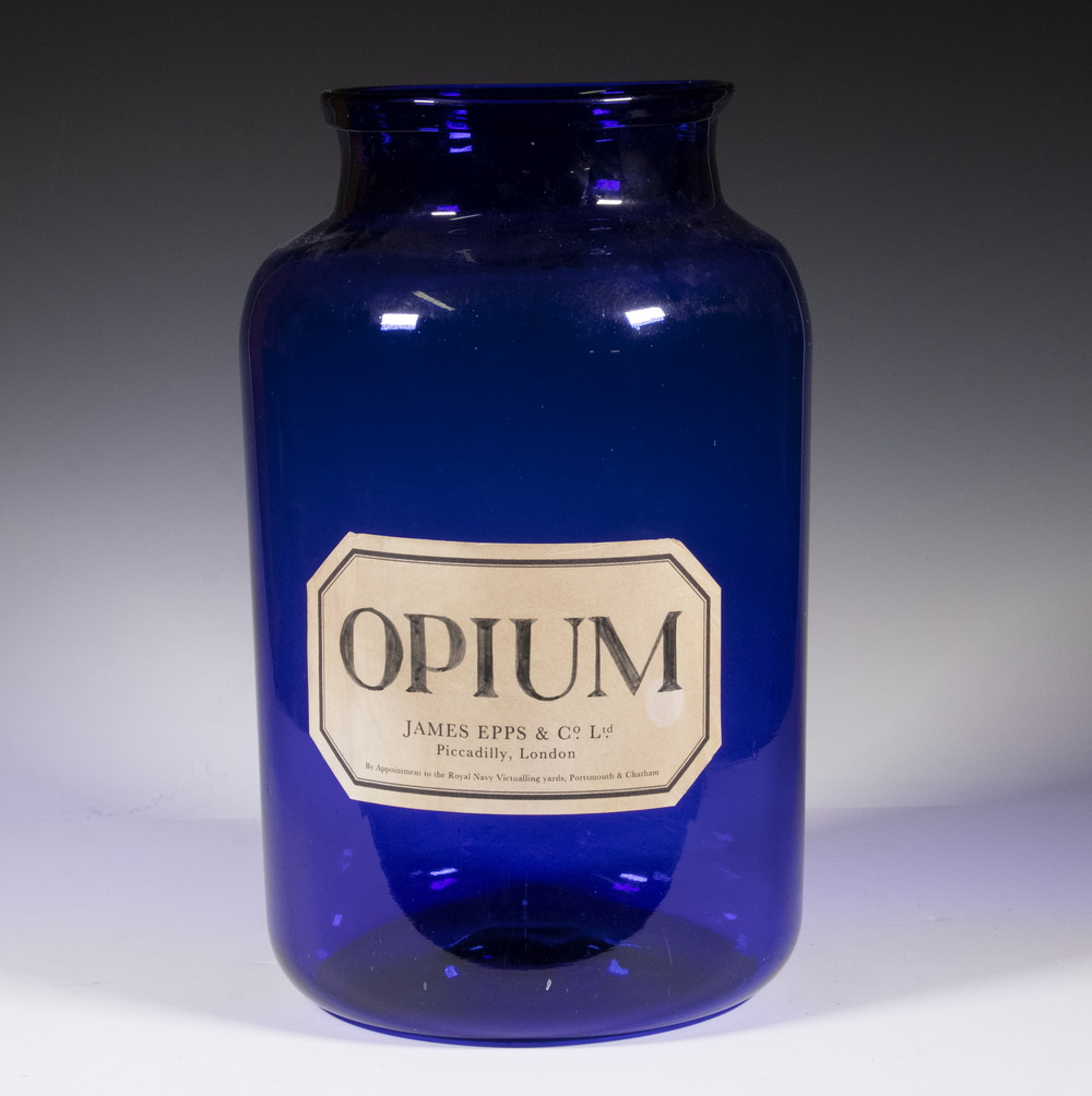 LARGE BLUE GLASS APOTHECARY JAR