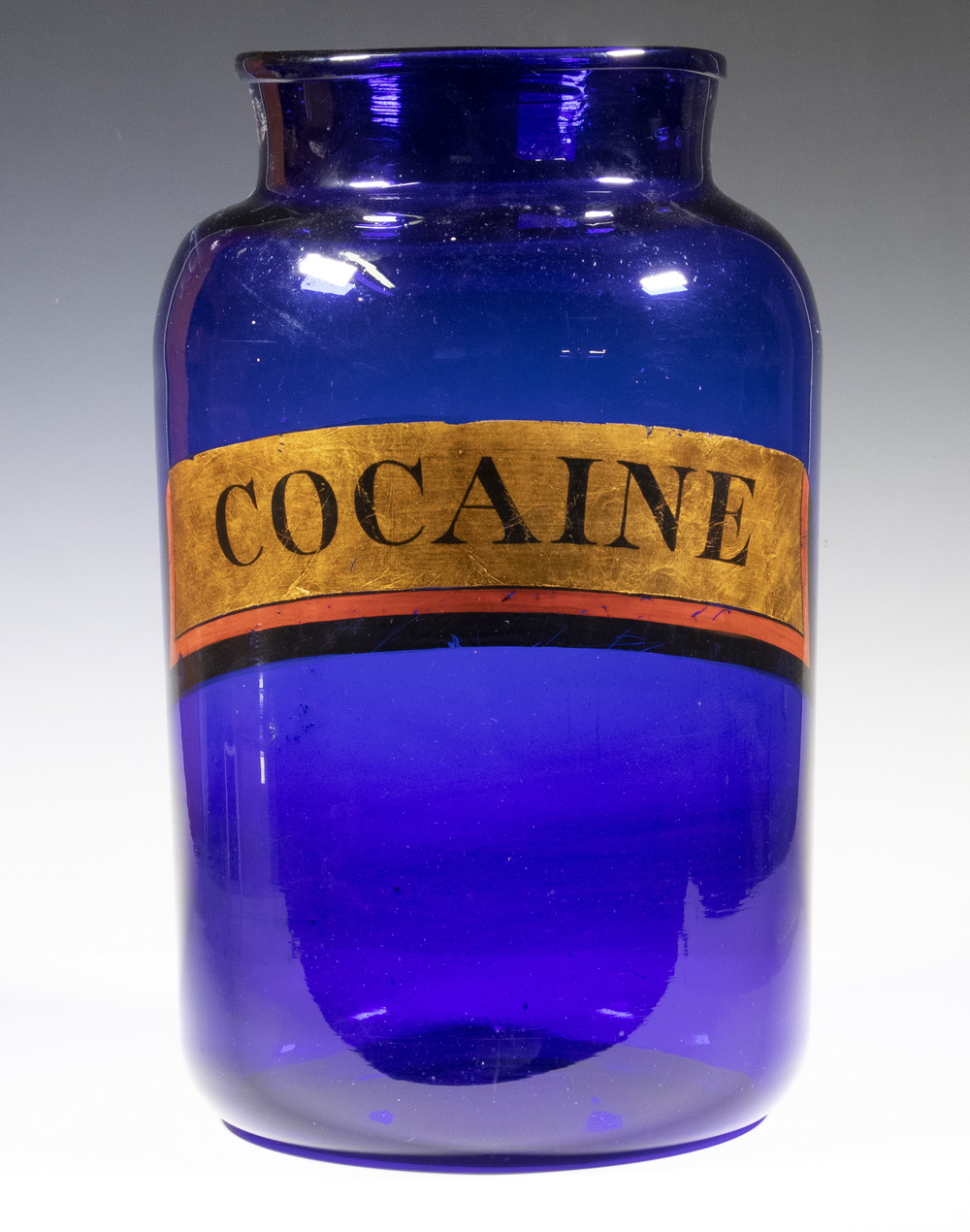 LARGE BLUE GLASS APOTHECARY JAR