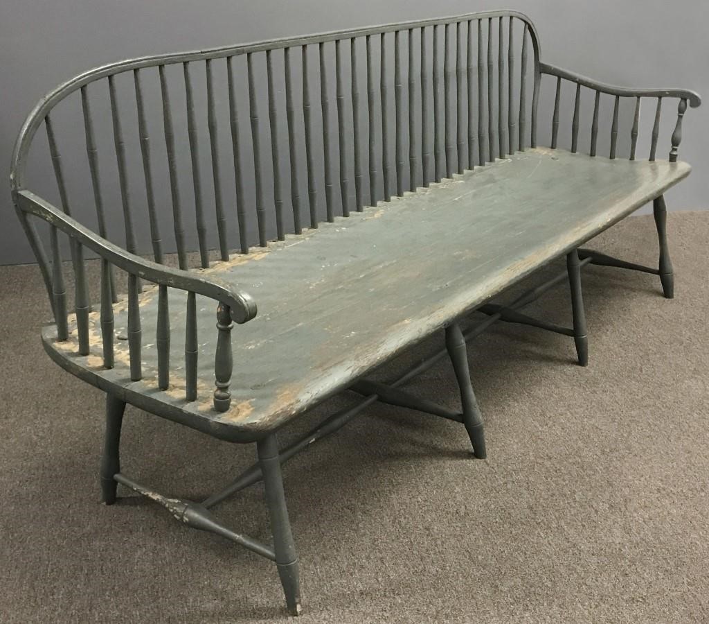 Large blue painted bamboo turned