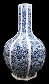 LARGE BLUE & WHITE OCTAGONAL B