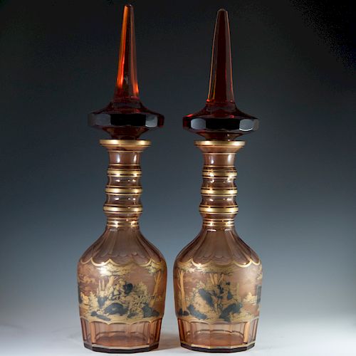 LARGE BOHEMIAN AMBER GLASS