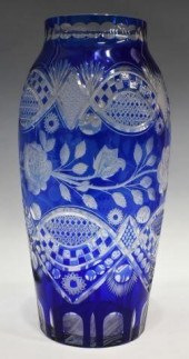 LARGE BOHEMIAN COBALT-CUT-TO-C