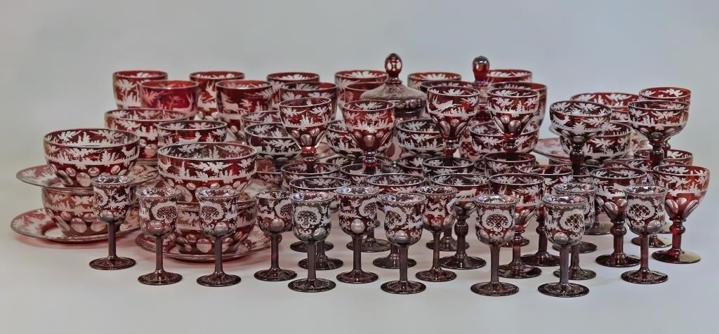 Large Bohemian ruby flashed glass