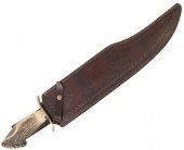 LARGE BOWIE KNIFE, ELK HORN HA