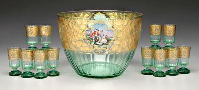 Large bowl, 12 matching tumblers: