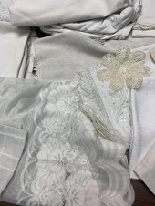 LARGE BOX LOT OF LACE LINENS,