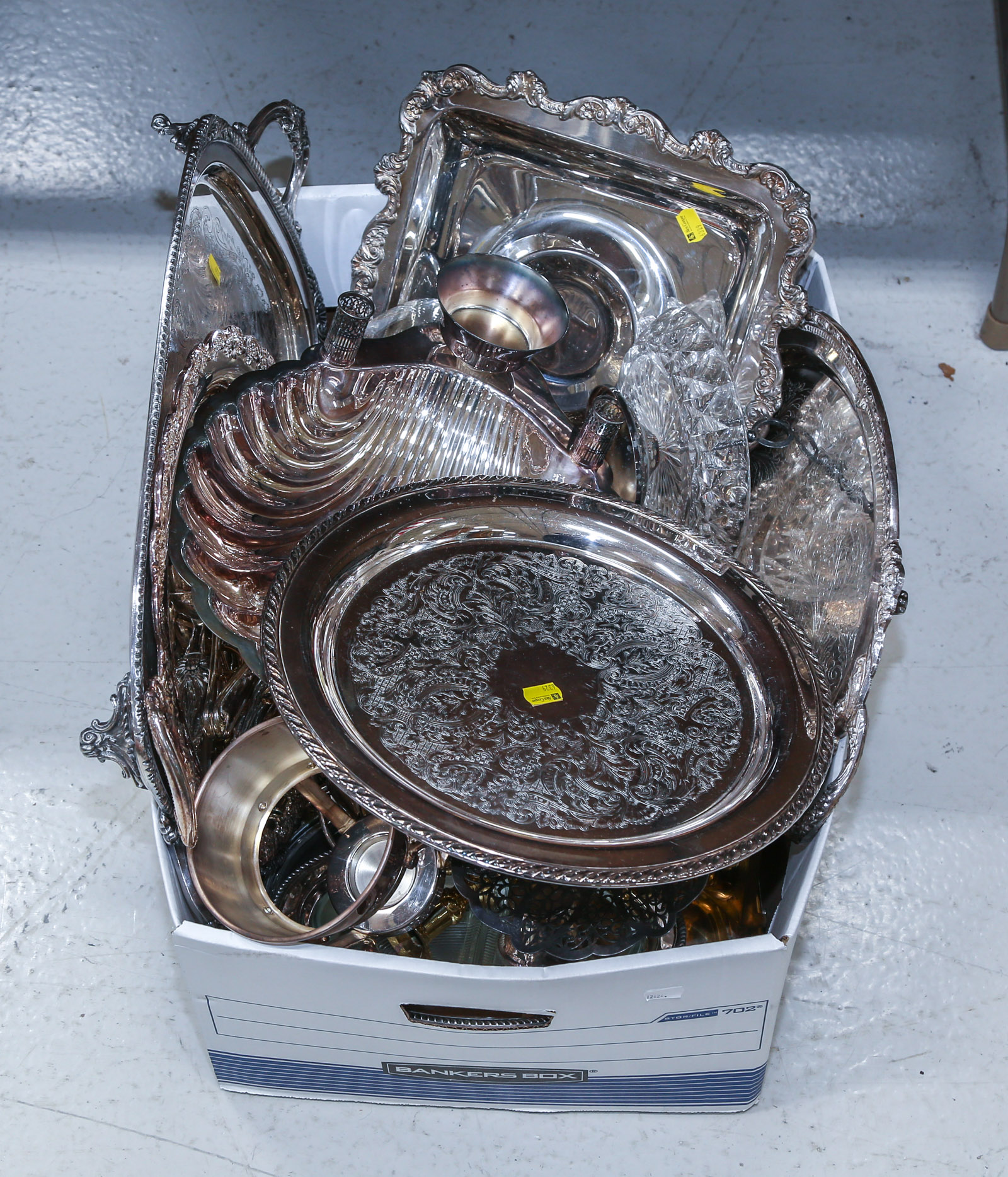LARGE BOX OF SILVER PLATED ITEMS