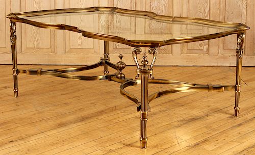 LARGE BRASS AND GLASS TRAY TOP