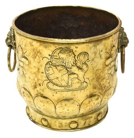 LARGE BRASS CACHE POT LOG