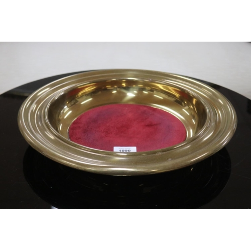 Large brass donation bowl, approx
