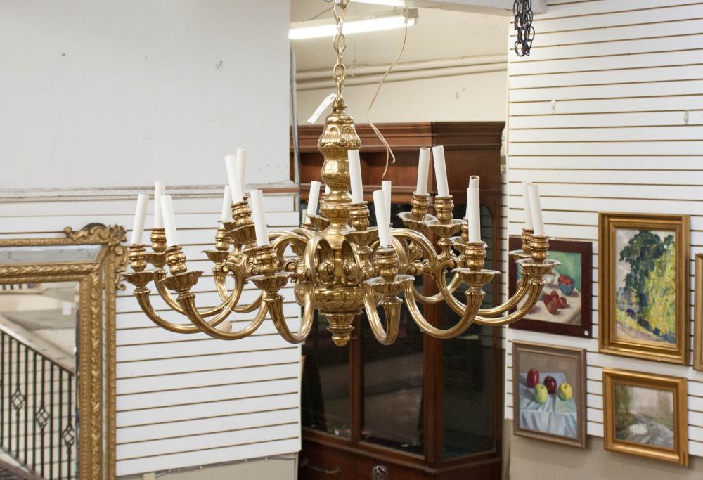 LARGE BRASS EIGHTEEN-LIGHT