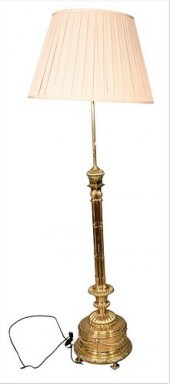 LARGE BRASS FLOOR LAMP, HAVING