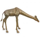LARGE BRASS GIRAFFE SCULPTURED