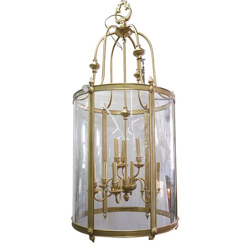 LARGE BRASS & GLASS LANTERN FOYER