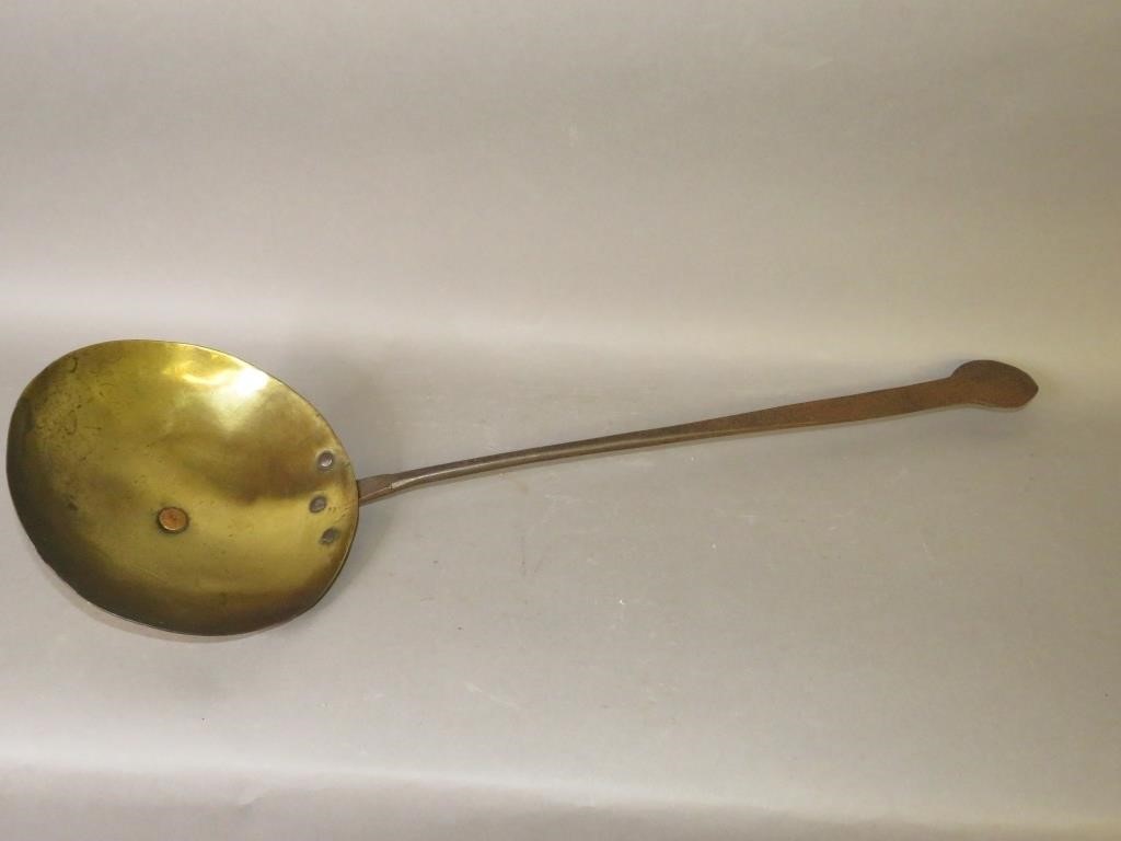 LARGE BRASS & IRON LADLE WITH