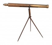 LARGE BRASS TELESCOPE WITH TRI