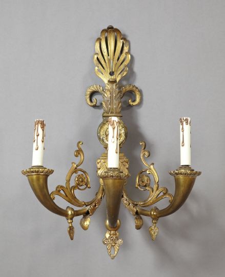 Large Brass Three-Light Gas
