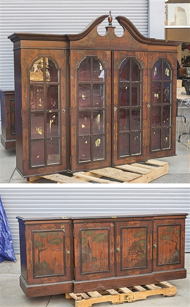 Large breakfront cabinet; top piece