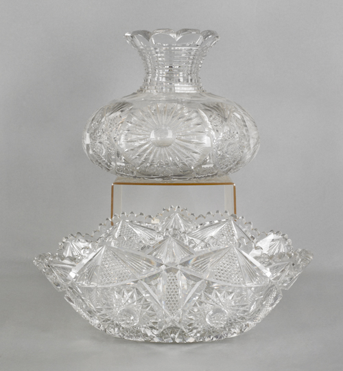 Large brilliant cut glass squat