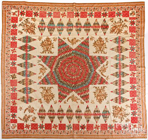 LARGE BRODERIE PERSE QUILT,