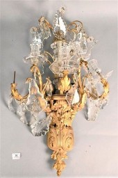 LARGE BRONZE AND CRYSTAL SCONC