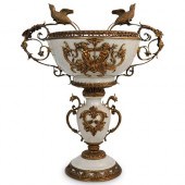 LARGE BRONZE AND PORCELAIN CEN