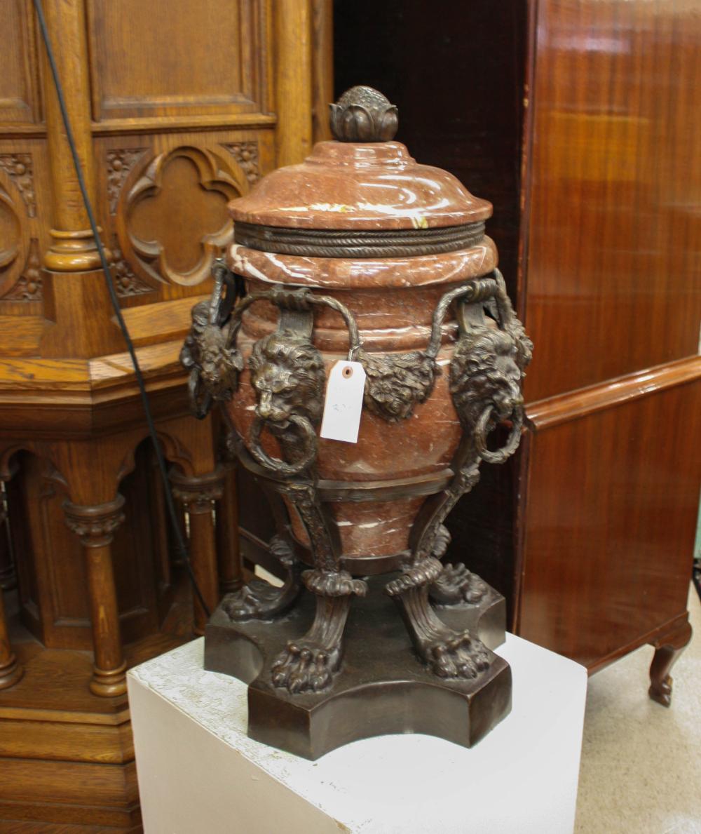LARGE BRONZE AND ROUGE MARBLE