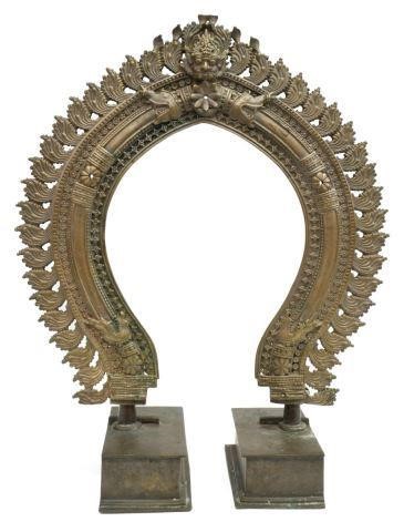 LARGE BRONZE ARCHED BUDDHIST
